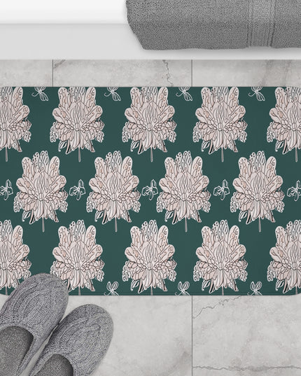 Soft White Floral Butterflies 34" x 21" Bath Mat