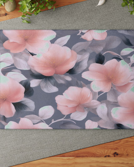 Peach and Blue Gray Floral Bunch Glass Cutting Board, 11" x 15"