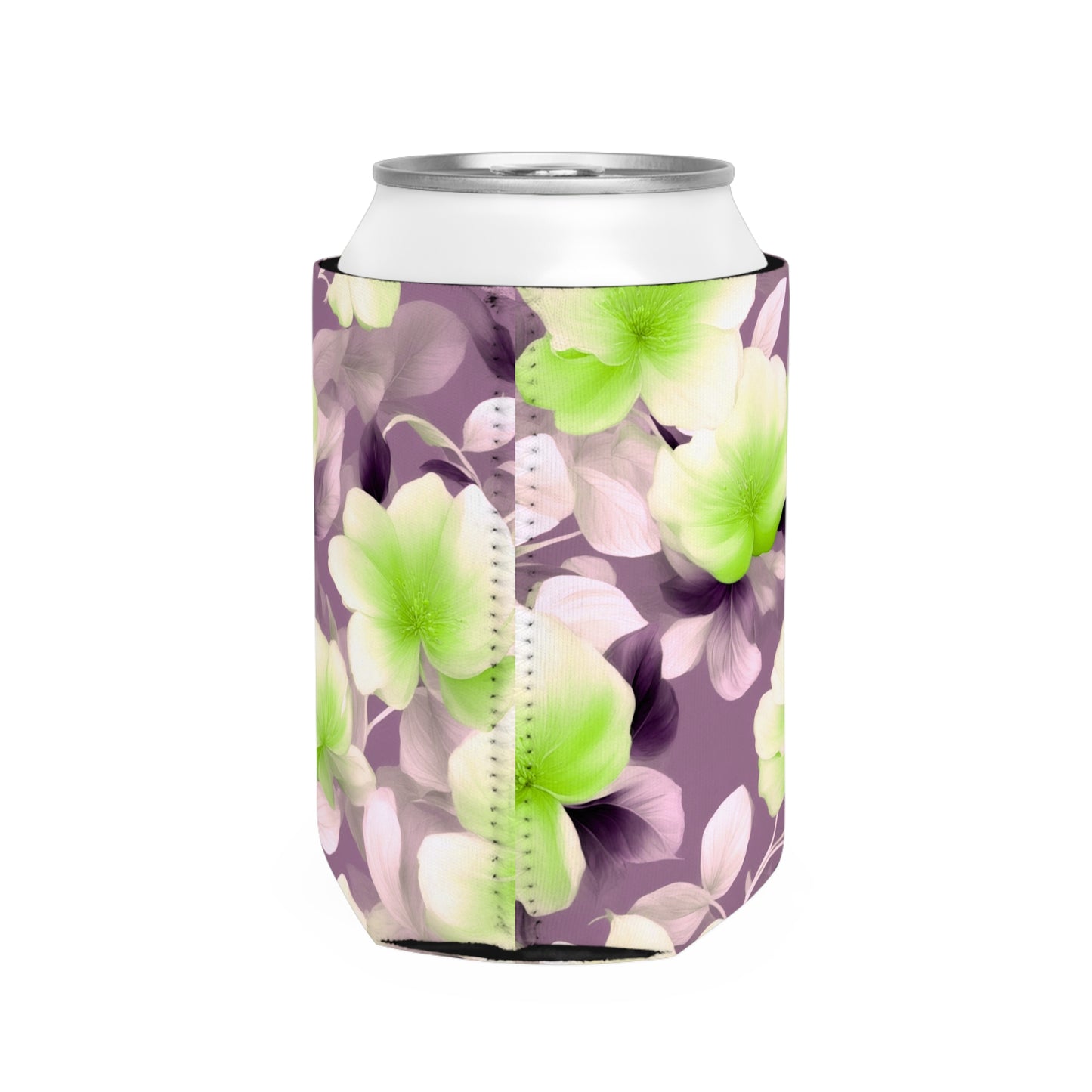 Lime Lavender Floral Bunch 12 oz Can Cooler Sleeve