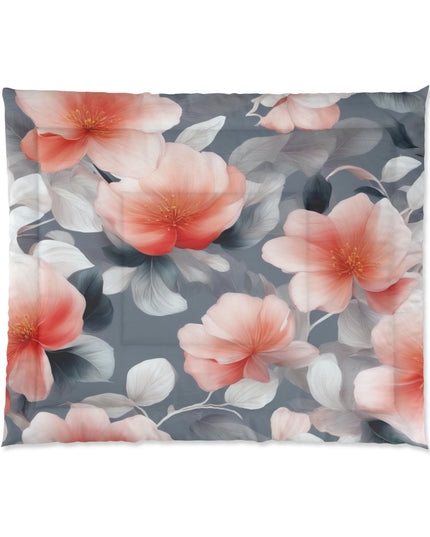 Red Blossom Floral Bunch Comforter, 104" × 88"