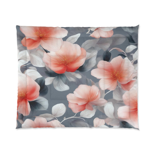 Red Blossom Floral Bunch Comforter, 104" × 88"