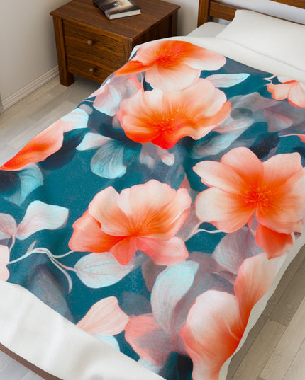 Orange Blossom Floral Bunch Velveteen Plush Blanket, 50" x 60"