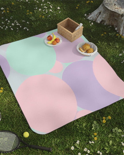 Pastel Peach and Soft Green Patches 61" × 51" Picnic Blanket