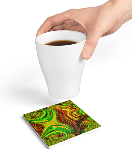 Uzi Spiral Beta 4" x 4" Square Ceramic Coaster