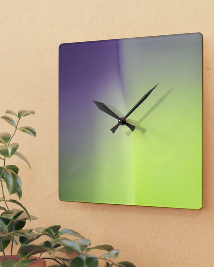 Purple Golden Fade Acrylic Wall Clock, Round or Square, 10.75" x 10.75"