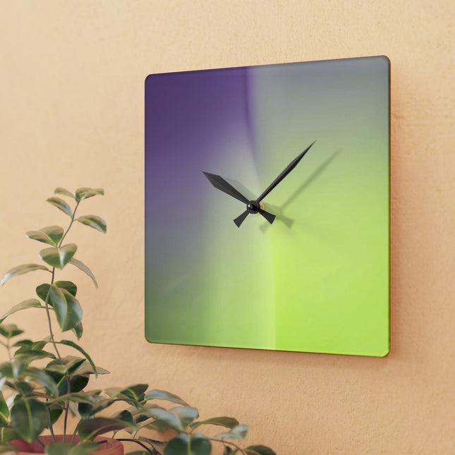 Purple Golden Fade Acrylic Wall Clock, Round or Square, 10.75" x 10.75"