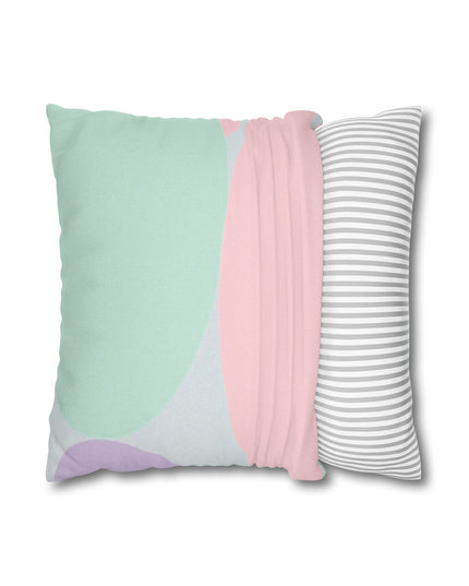 Pastel Peach and Soft Green Patches Spun Polyester Square Pillowcase, 14" x 14"