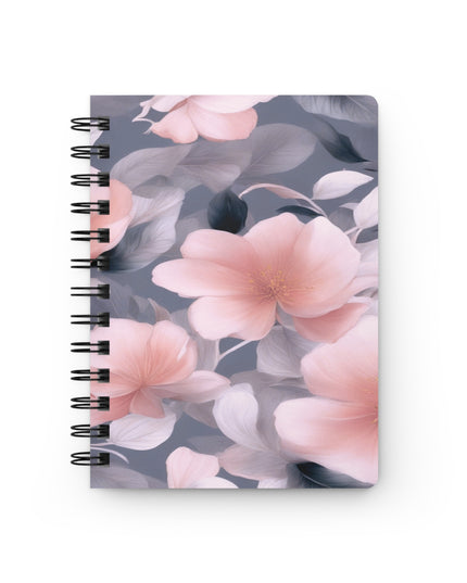 Peach and Blue Gray Floral Bunch Bound Journal, 5" x 7" 150 pages