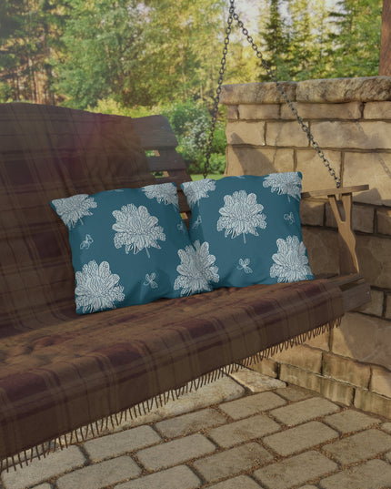 Tif Green White Floral Butterflies 16" x 16" Outdoor Pillows