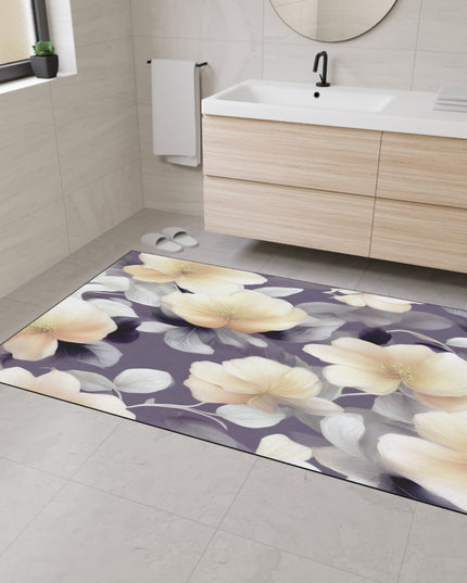 White Blush Floral Bunch Heavy Duty Floor Mat, 48" x 72"