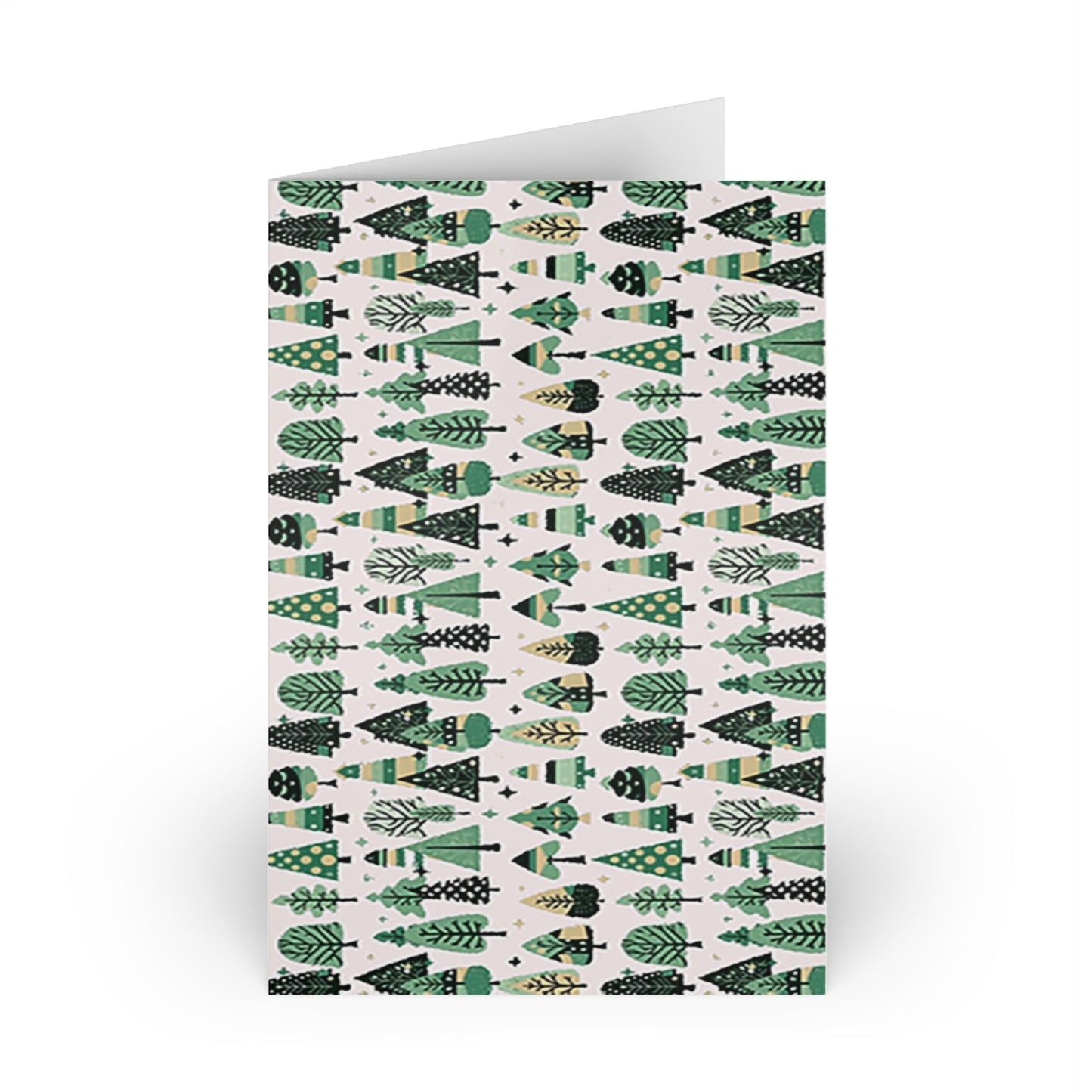 Mini Vintage Green Trees Greeting Cards (1 or 10-pcs)