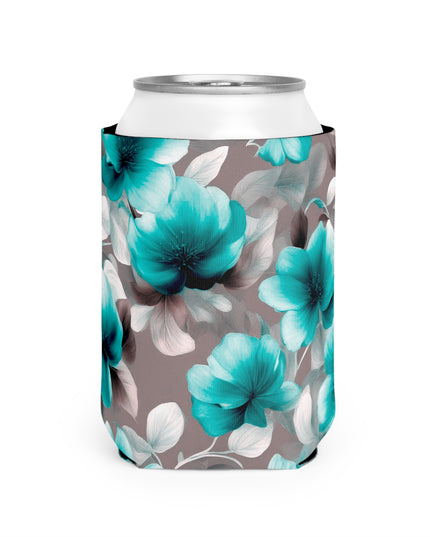 Tif Green Gray Floral Bunch 12 oz Can Cooler Sleeve