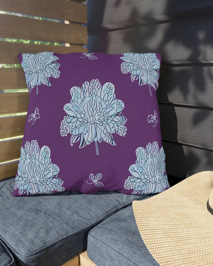 Blue Floral Butterflies 20" x 20" Outdoor Pillow