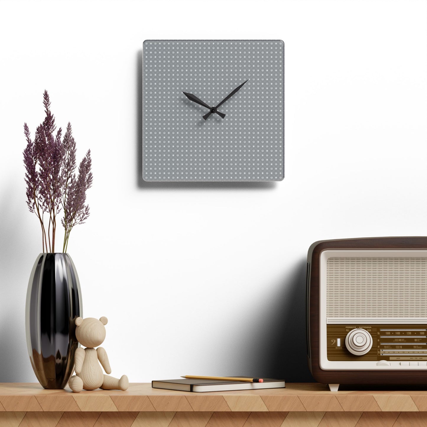 Desaturated Star-crossed Bodies Acrylic Wall Clock, Round or Square, 10.75" x 10.75"
