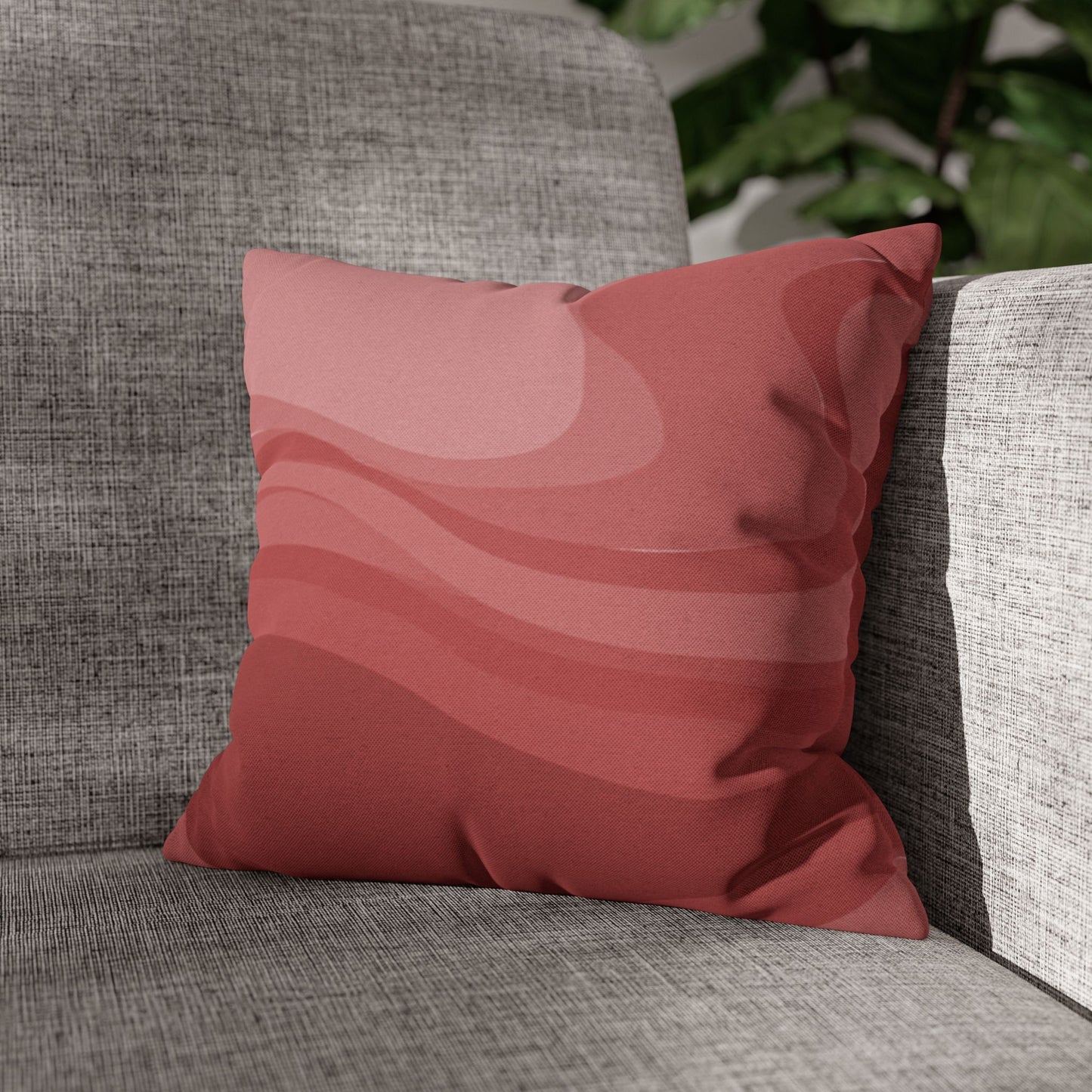 Power Red Wavey Spun Polyester Square Pillowcase, 14" x 14"