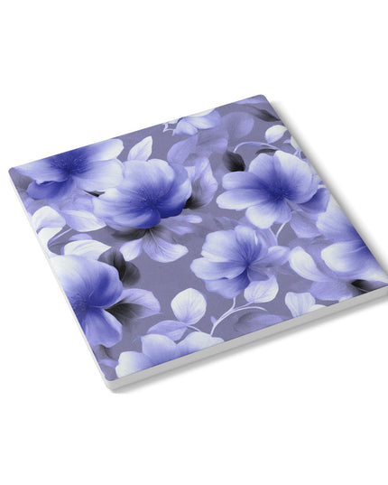 Indigo Blossom Floral Bunch Square Ceramic Coaster, 4" x 4"