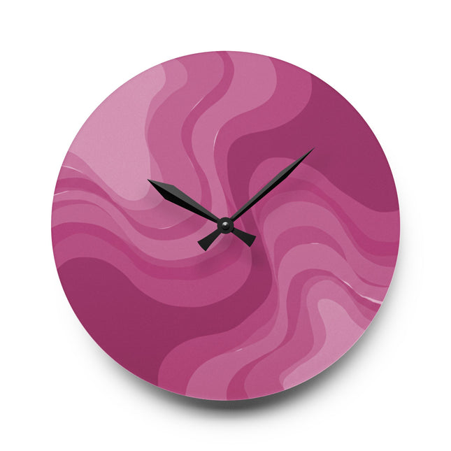 PInky Mauve Wavey 10.75" x 10.75" Round or Square Acrylic Wall Clock