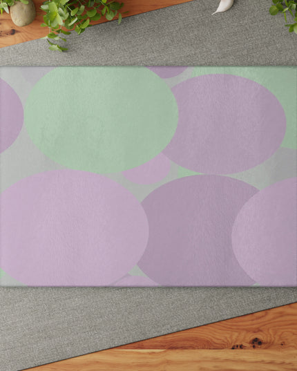 Pastel Lavender Purple and Soft Green Patches 11" x 15" Glass Cutting Board