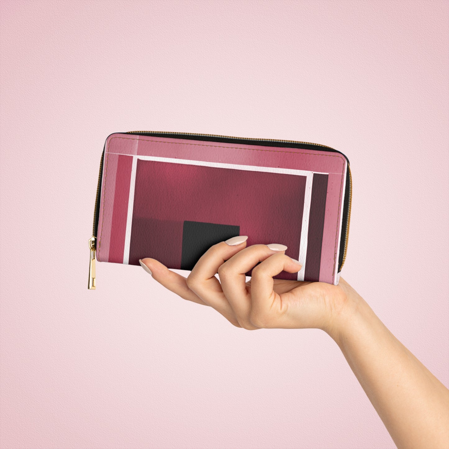 Red Shadow Elegant Abstract Zipper Wallet - Stylish & Functional Accessory for Everyday Use