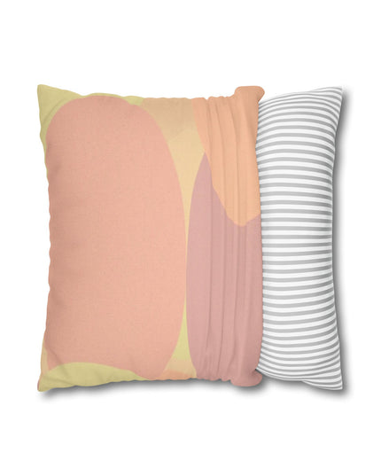Pastel Hot Peach Patches Spun Polyester Square Pillowcase, 14" x 14"