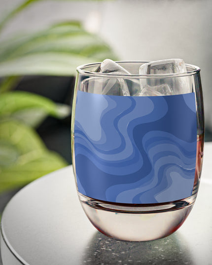 Deep Blue Wavey Whiskey Glass, 6 oz