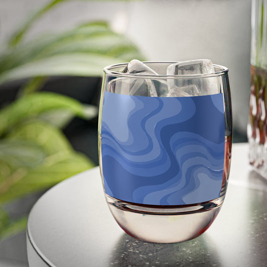 Deep Blue Wavey Whiskey Glass, 6 oz