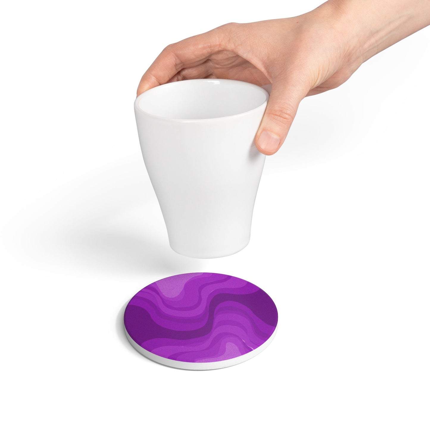 Wavey Purple Wavey 4" x 4" Round Ceramic Coaster