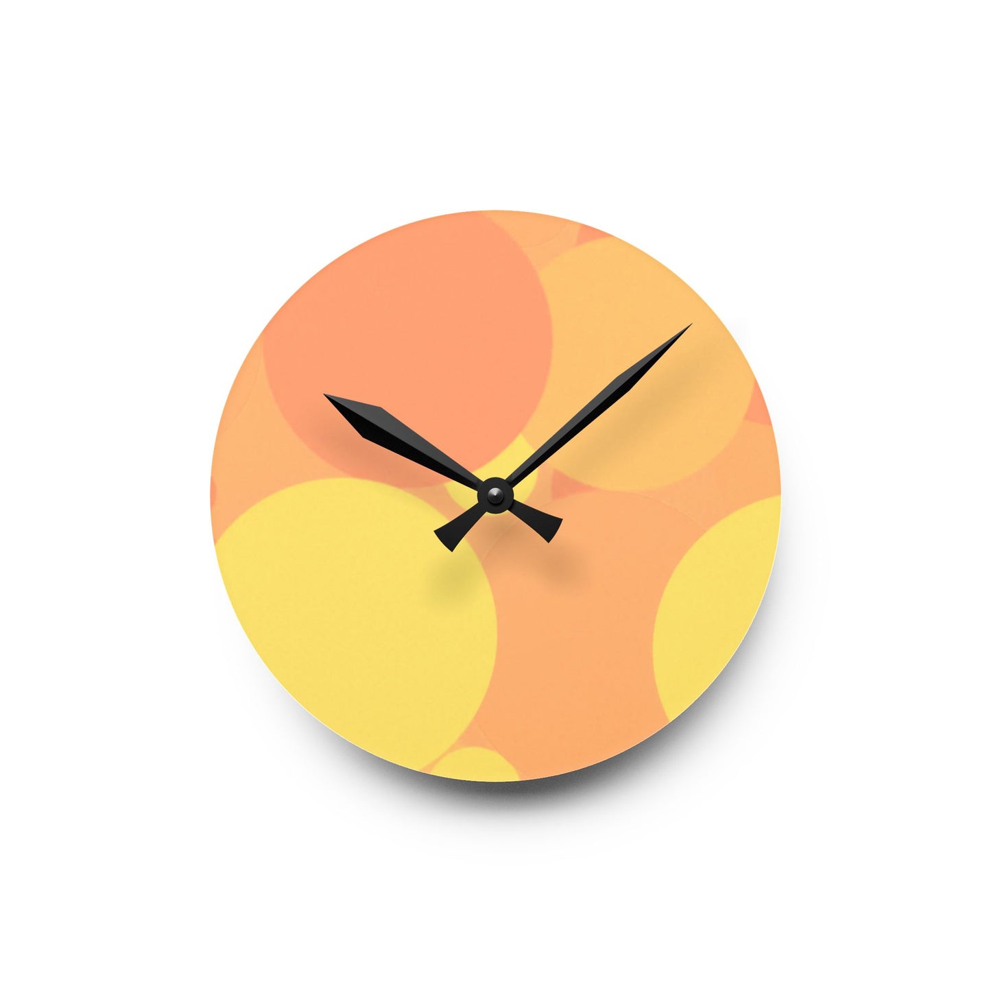 Pastel Bright Oranges Patches Acrylic Round Wall Clock, 8" x 8"