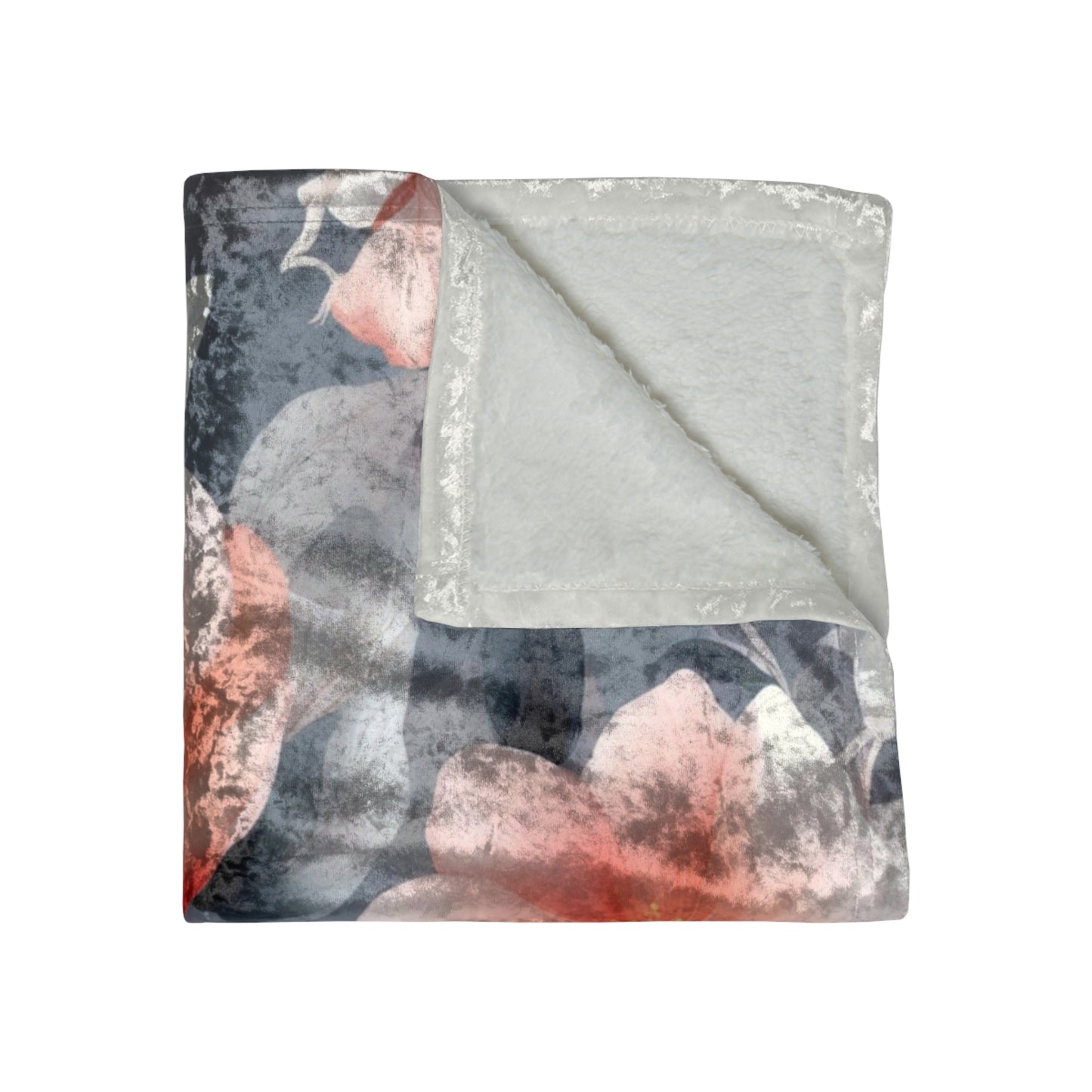 Red Blossom Floral Bunch Crushed Velvet Blanket, 50" x 60"