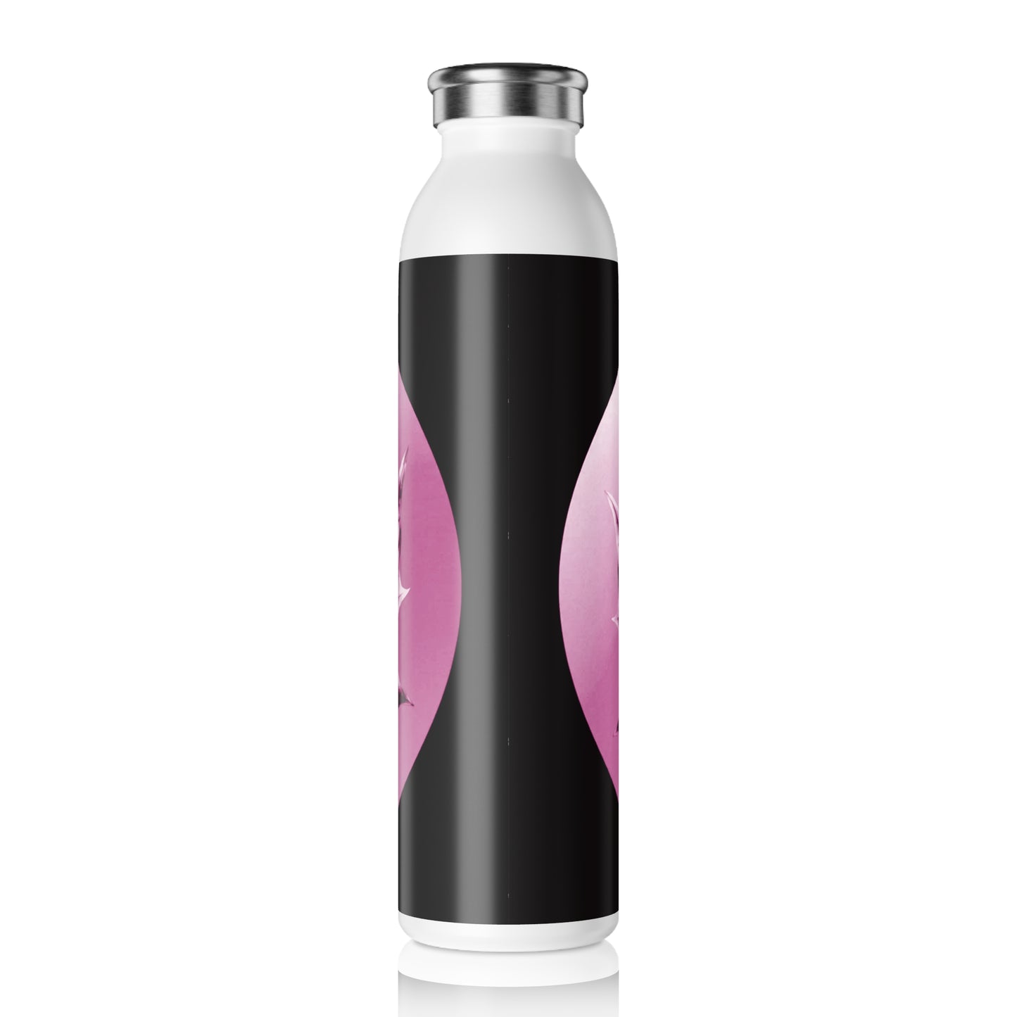Magenta Maple Leaf Slim Water Bottle, 20 oz White