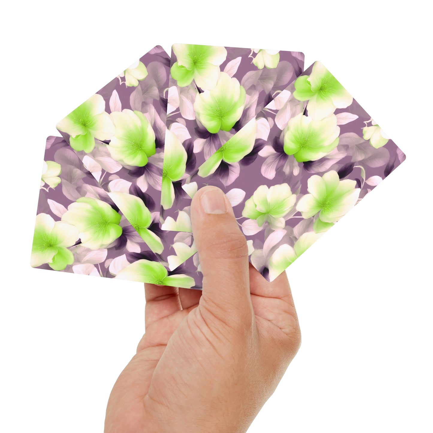 Lime Lavender Floral Bunch Poker Cards