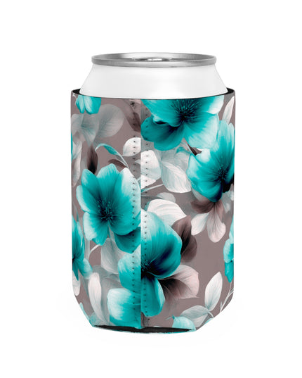 Tif Green Gray Floral Bunch 12 oz Can Cooler Sleeve