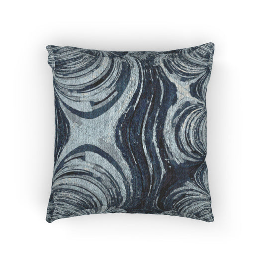 Uzi Spiral Deep Blue Woven Pillow, 17" x 18"