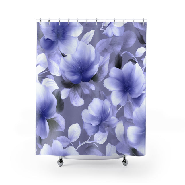Indigo Blossom Floral Bunch Shower Curtains, 71" x 74"
