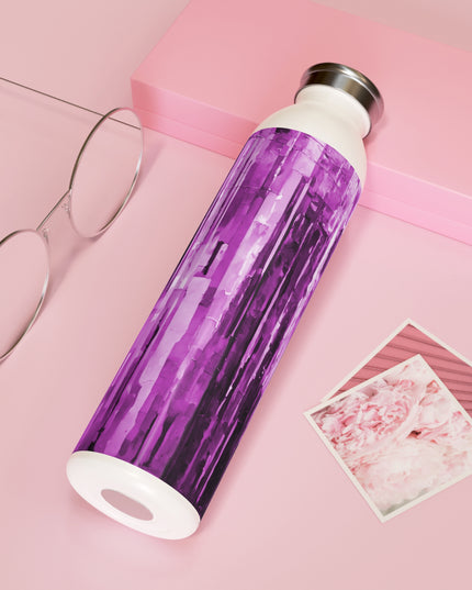 Striped Powder Lavender Slim Water Bottle, 20 oz White