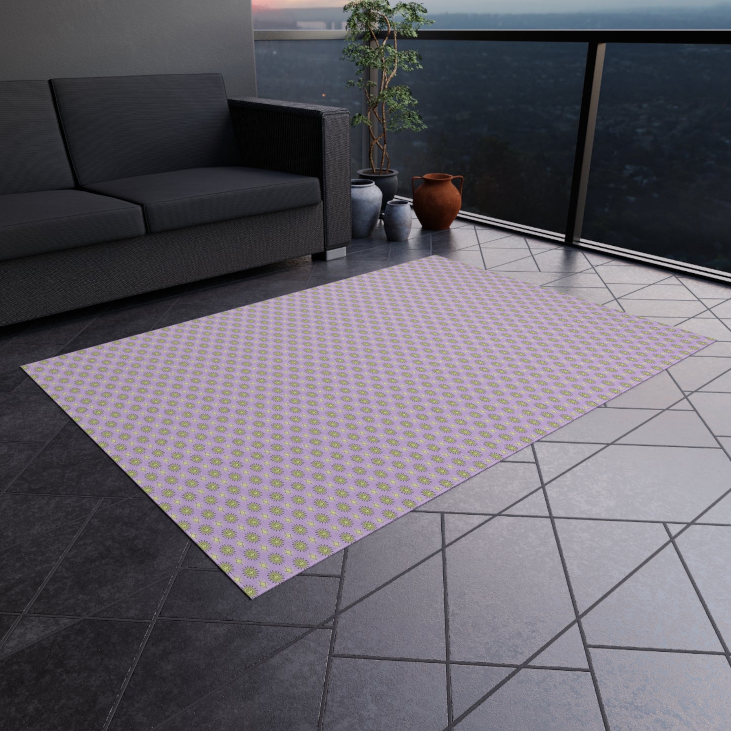 Magenta Star-crossed Bodies Outdoor Rug, 60" x 84"