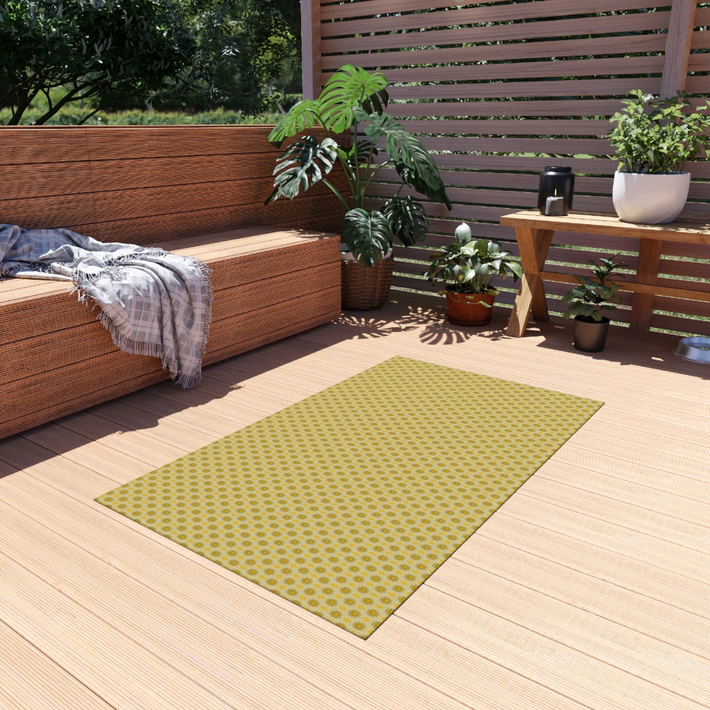 Lemongrass Star-crossed Bodies Outdoor Rug, 36" x 60"