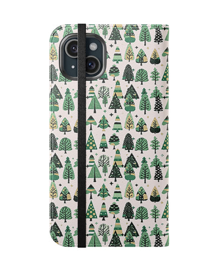 Mini Vintage Green Trees Flip Cases, Iphone 15 Plus