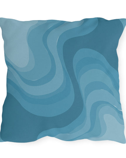 Sky Blue Wavey 20" x 20" Outdoor Pillow
