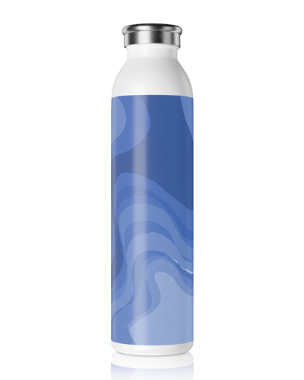 Deep Blue Wavey Slim Water Bottle, 20 oz White