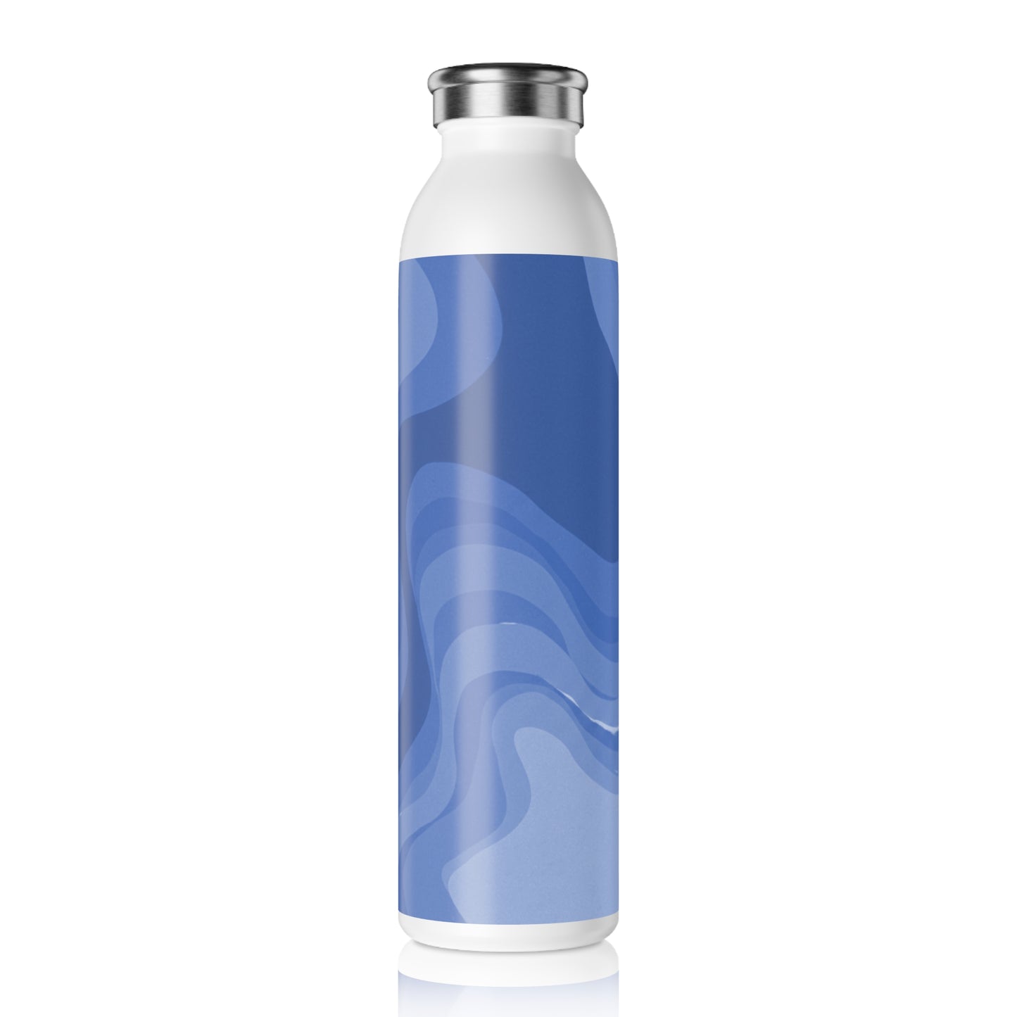 Deep Blue Wavey Slim Water Bottle, 20 oz White