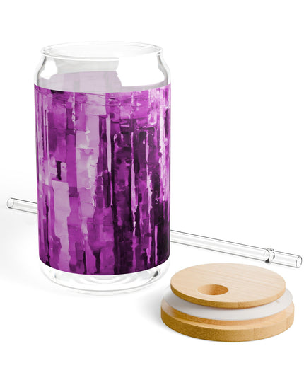 Striped Powder Lavender Sipper Glass, 16oz