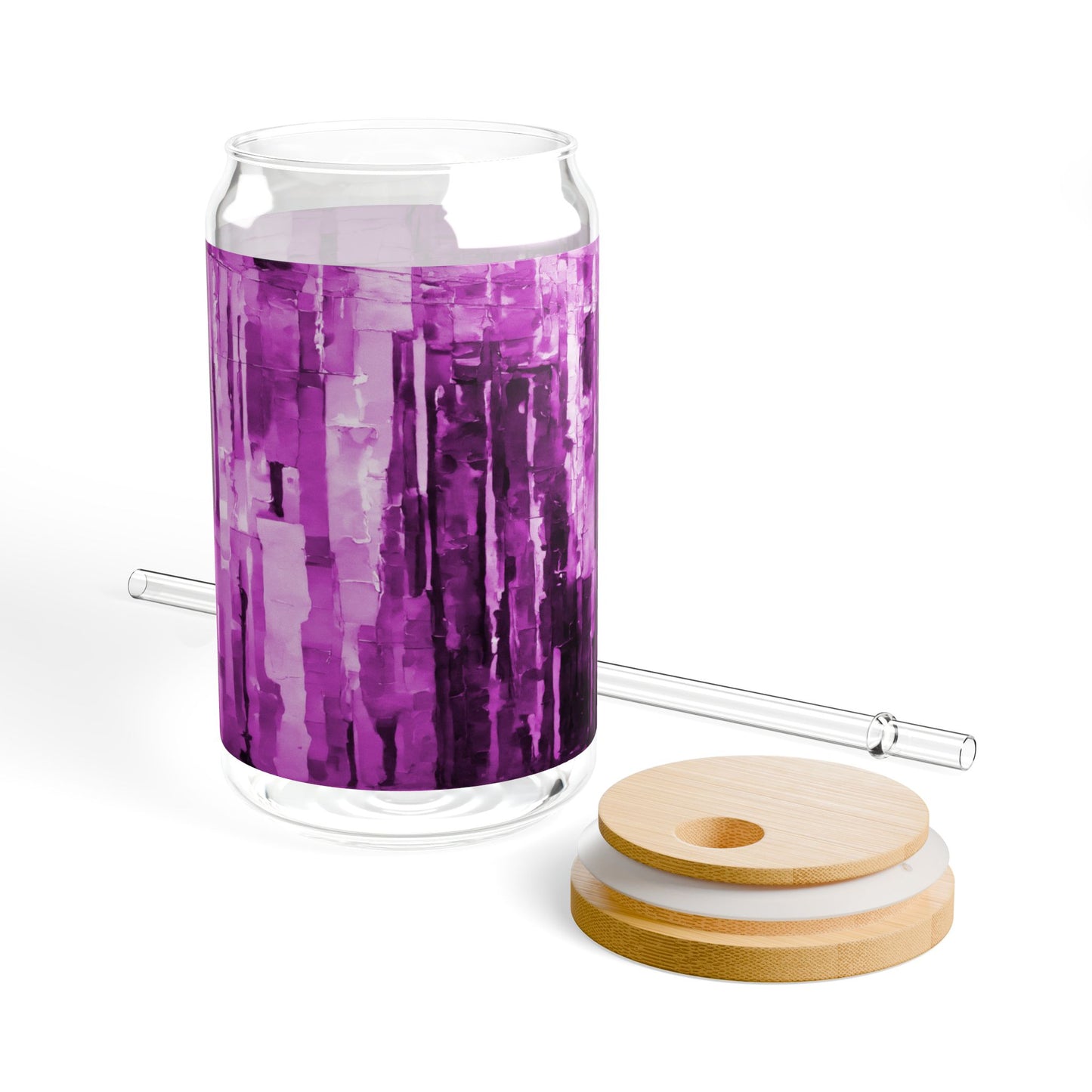 Striped Powder Lavender Sipper Glass, 16oz