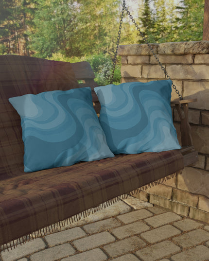 Sky Blue Wavey 20" x 20" Outdoor Pillow