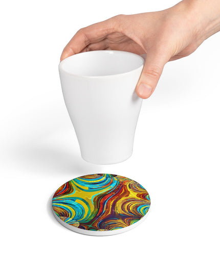 Uzi Spiral Alpha 4" x 4" Round Ceramic Coaster