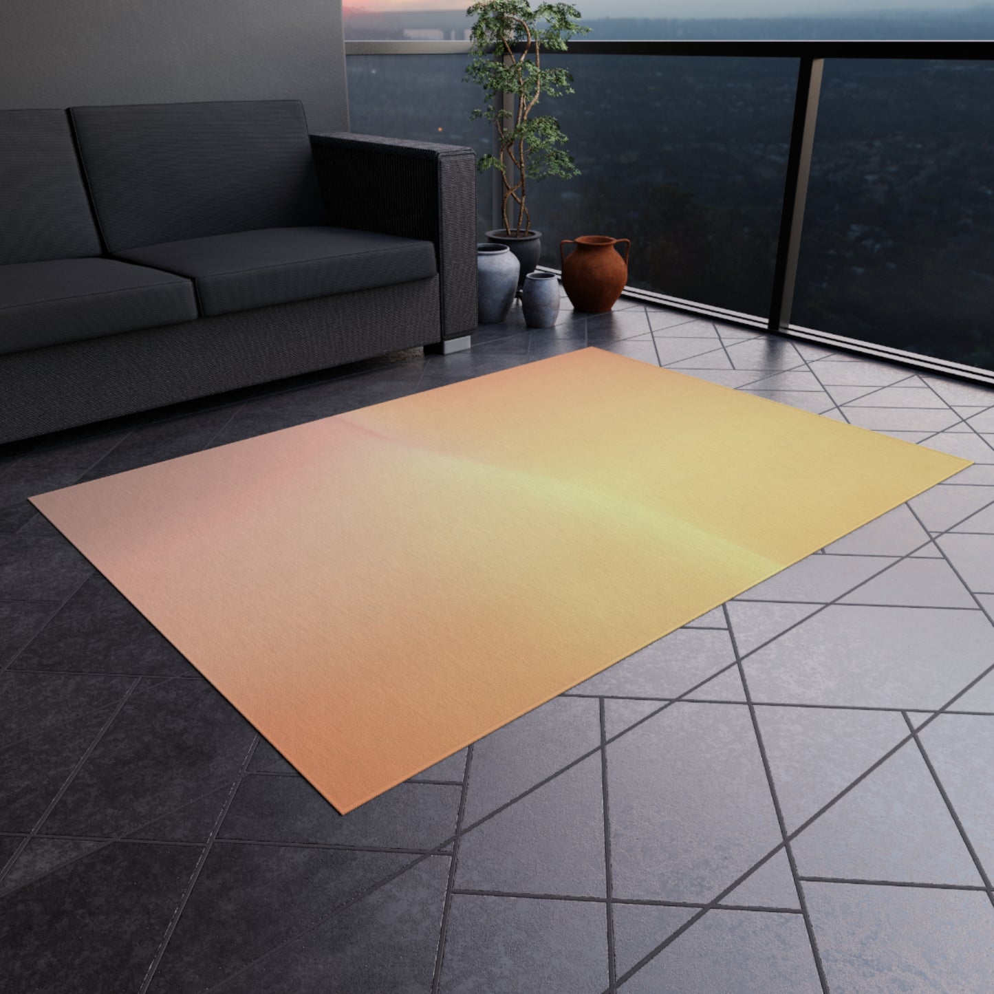 Hot Peach Fade Outdoor Rug, 60" x 84"