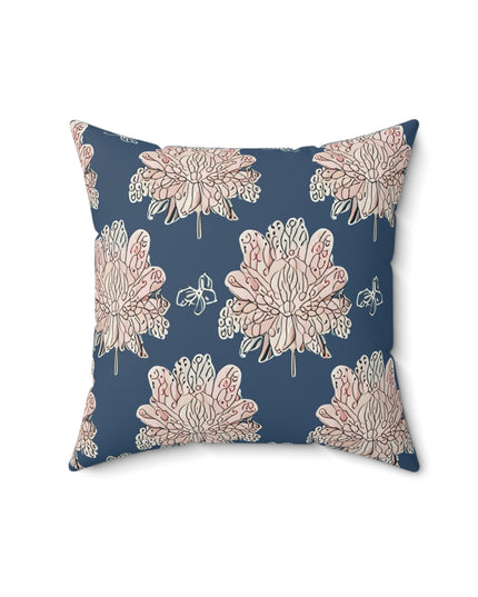 Rose White Floral Butterflies 16" x 16" Faux Suede Square Pillow