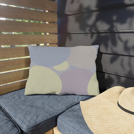 Pastel Soft Blue and Soft White Patches 20" x 14" Outdoor Pillow