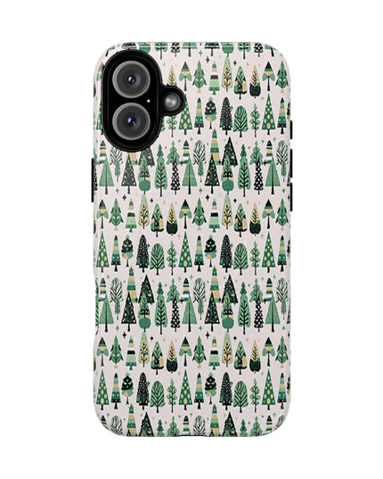 Mini Vintage Green Trees Iphone 16 Plus Tough Magnetic Cases