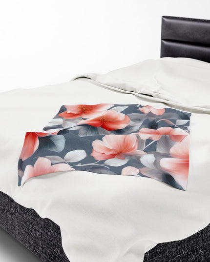 Red Blossom Floral Bunch Velveteen Plush Blanket, 30" x 40"